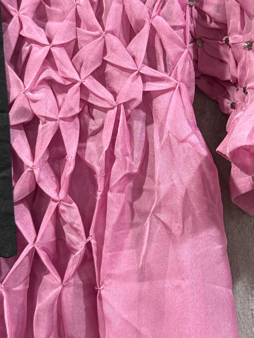 Anthropologie Maeve Sz XLPink Rhinestone Sheer Babydoll Blouse Fairy Whimsical - Picture 8 of 11